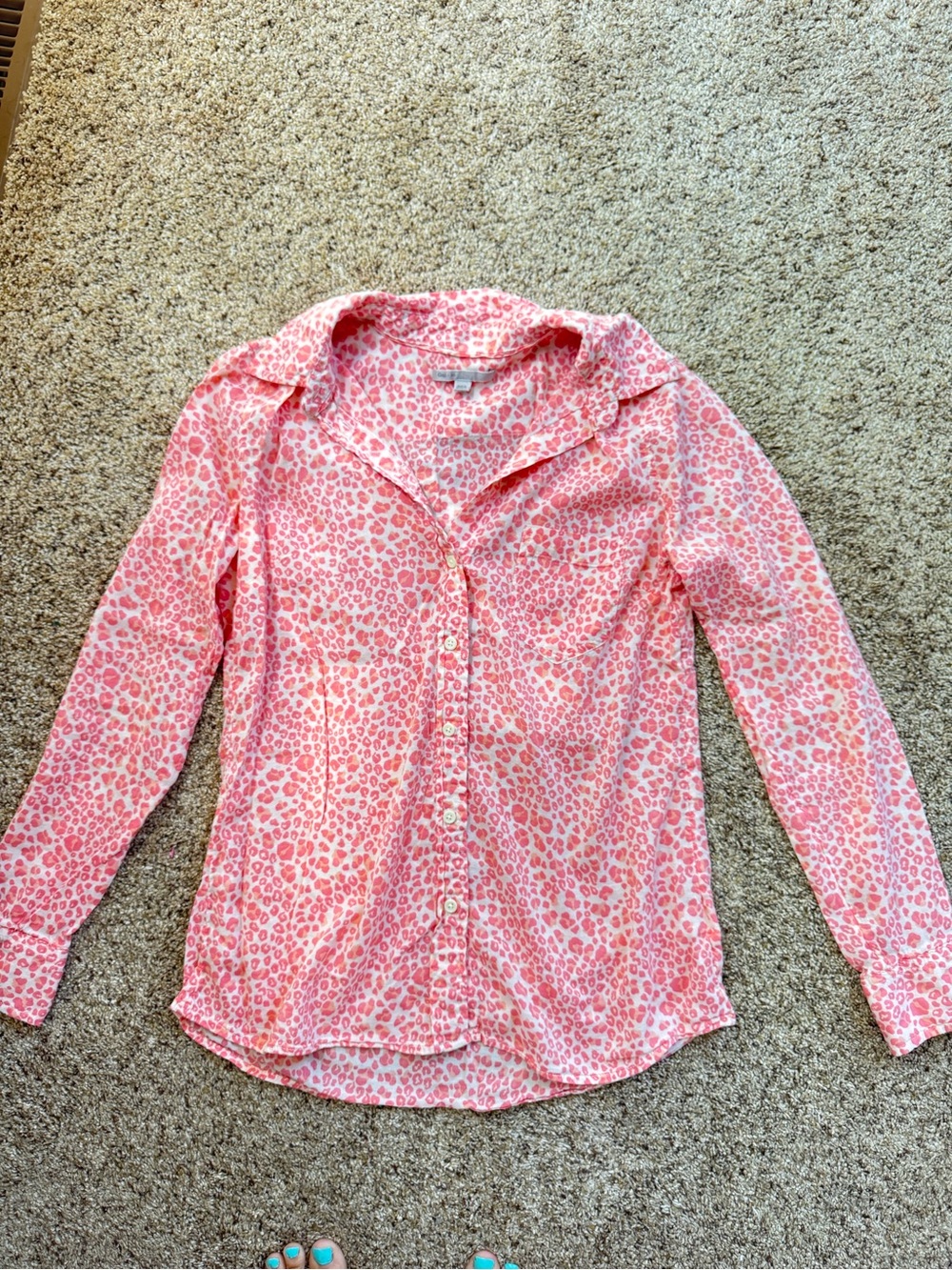 GAP Pink Leopard Print Button-Down Shirt